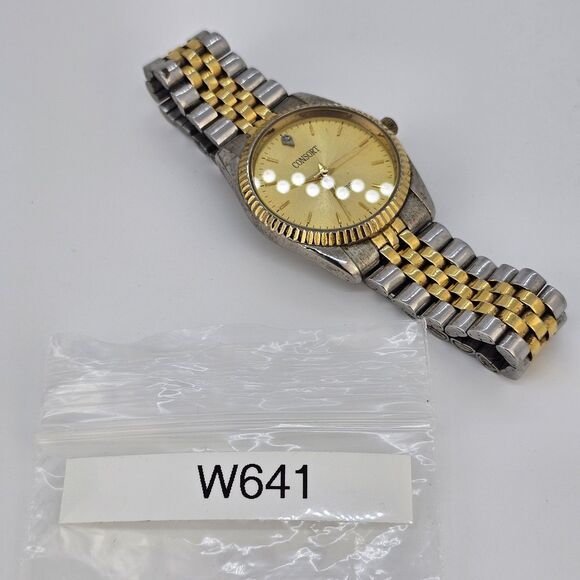 VTG Cosort Men's Watch 36MM Gold Dial Two Tone Band Up to 8" New Battery - Picture 15 of 15
